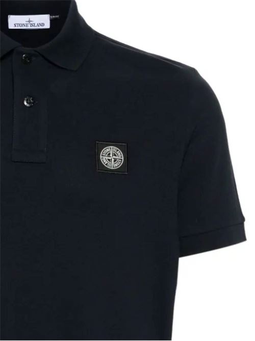 Navy blue stretch-cotton piqué polo Stone Island | 80152SC17A0020